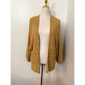 Rip Curl Mustard Yellow Open Knit Cardigan Sweater S Oversized Boho Coastal